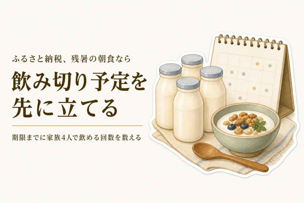残暑から秋口の朝食に、ふるさと納税の飲むヨーグルト定期便は間に合う？家族4人の飲み切り予定