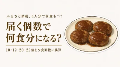 ふるさと納税の人気ハンバーグは4人家族で何食分？10・12・20・22個を計算
