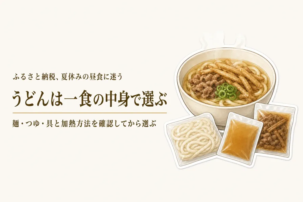 夏休みの冷凍うどん、子どもの昼食は何gで選ぶ？ふるさと納税4品の加熱方法を確認